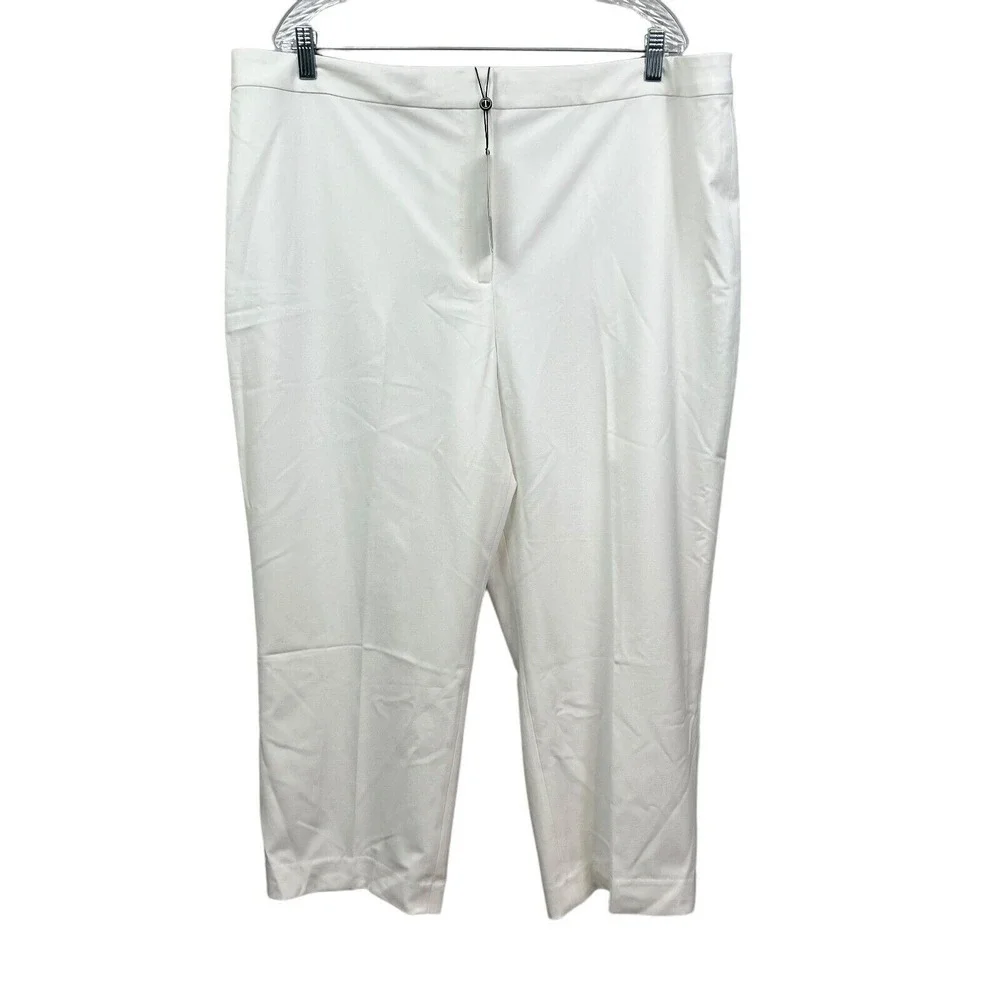 Talbots Womens Heritage Pants Stretch Straight Leg Lined High Rise White Sz 20*